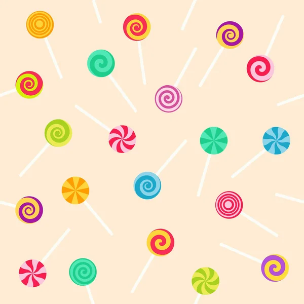 Seamless pattern with lollipop sweet candies — Stock Vector