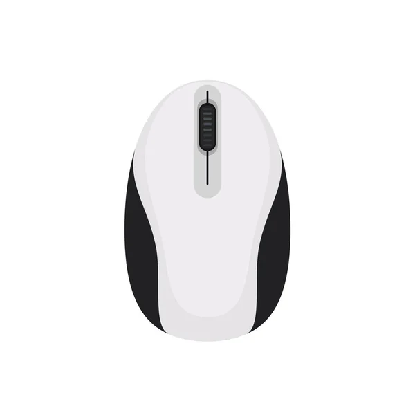 白と黒のコンピュータのマウスは白に隔離された — ストックベクタ