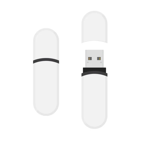 Branco e preto oval USB flash drive — Vetor de Stock