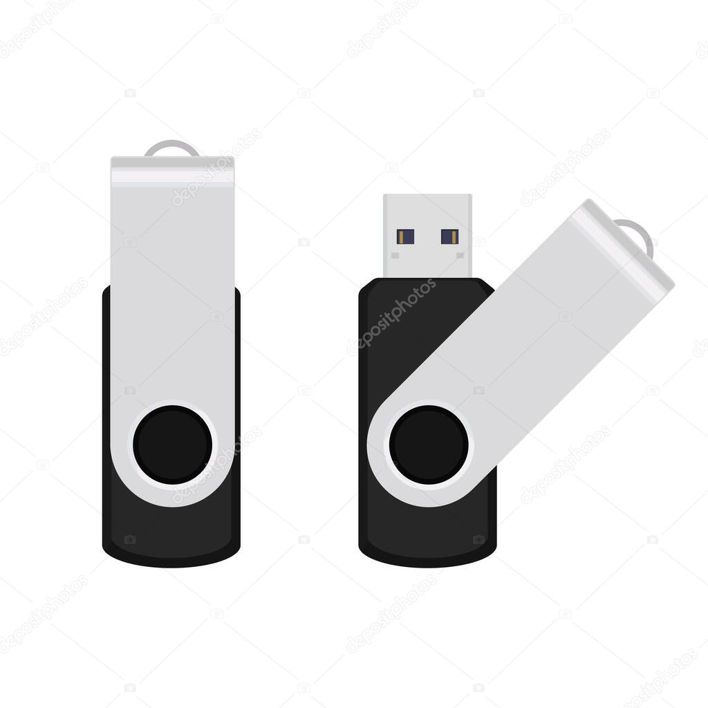 Black USB flash drive twist and turn clip 