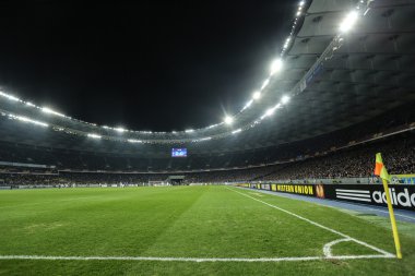 Olimpik Milli Güvenlik Stadyumu panoramik görünümü'nde Uefa Avrupa Ligi yuvarlak 16 ikinci bacak maç Dinamo ve Everton arasında