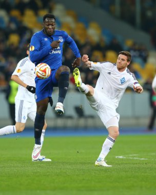 Romelu Lukaku ve Antunes savaş topu, Uefa Avrupa Ligi yuvarlak 16 ikinci bacak arasında maç Dinamo ve Everton için