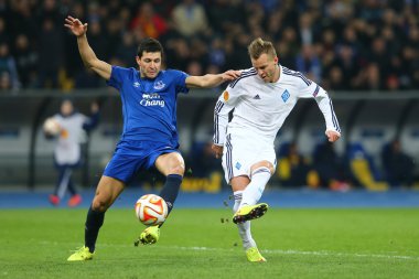 Andriy Yarmolenko shootsl, Uefa Avrupa Ligi yuvarlak 16 ikinci bacak maç Dinamo ve Everton arasında