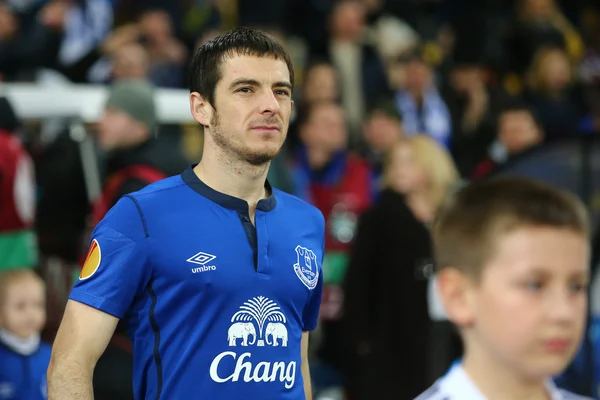 Uefa Avrupa Ligi yuvarlak 16 ikinci bacak maç Dinamo ve Everton arasında önce Leighton Baines portre