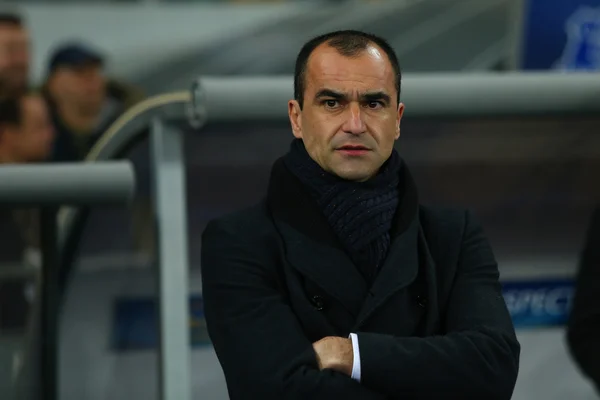 Everton trener Roberto Martinez przed Uefa Europa League rundy 16. druga noga meczu pomiędzy Dynamo i Everton — Zdjęcie stockowe