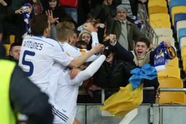 Dinamo Kiev kutluyor gol gol Uefa Avrupa Ligi yuvarlak 16 ikinci bacak maç Dinamo ve Everton arasında oyuncular ile fanlar
