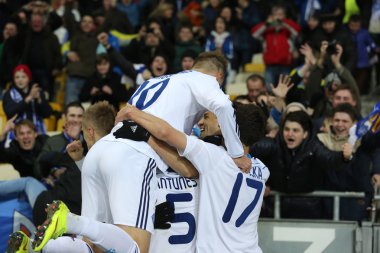 Dinamo Kiev kutluyor gol gol Uefa Avrupa Ligi yuvarlak 16 ikinci bacak maç Dinamo ve Everton arasında oyuncular ile fanlar