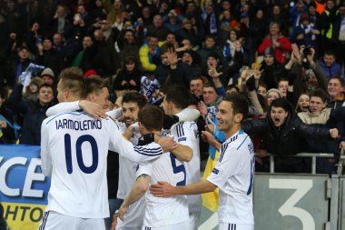 Dinamo Kiev kutluyor gol gol Uefa Avrupa Ligi yuvarlak 16 ikinci bacak maç Dinamo ve Everton arasında oyuncular ile fanlar