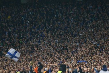 Dynamo Kyiv fans celebrating scored goal, UEFA Europa League Round of 16 second leg match between Dynamo and Everton