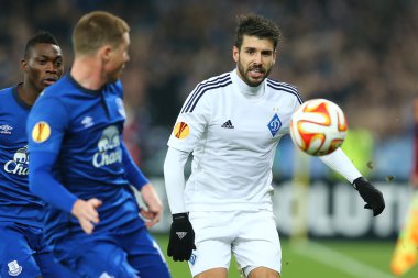 Miguel Veloso topu portre, Uefa Avrupa Ligi yuvarlak 16 ikinci bacak arasında maç Dinamo ve Everton ile