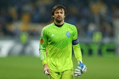 Uefa Avrupa Ligi yuvarlak 16 ikinci bacak maç Dinamo ve Everton arasında sonra Olexandr Shovkovskiy portre