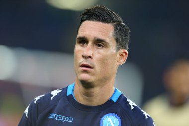 Kharkiv, Ukrayna - 13 Eylül, 2017: Jose Callejon yakın çekim portre maçtan önce. Şampiyonlar Ligi. Shakhtar - Napoli. Metalist Stadyumu