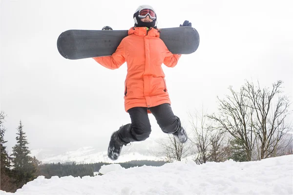 Dívka s snowboardu — Stock fotografie