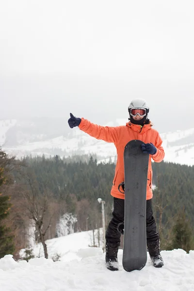 Κορίτσι με ένα snowboard — Φωτογραφία Αρχείου