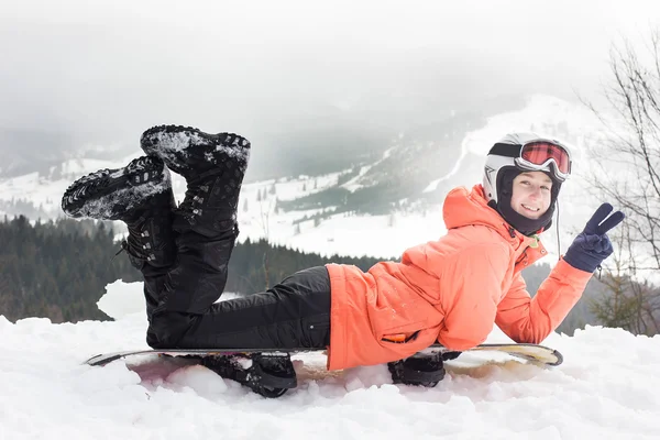 Κορίτσι με ένα snowboard — Φωτογραφία Αρχείου