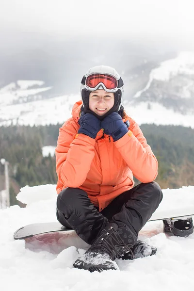 Dívka s snowboardu — Stock fotografie