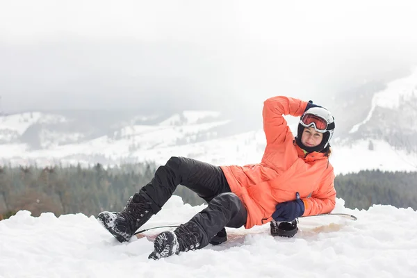 Κορίτσι με ένα snowboard — Φωτογραφία Αρχείου