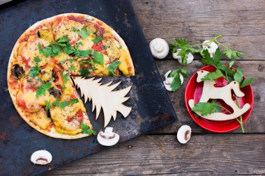 Noel Pizza'da. Sofra takımı