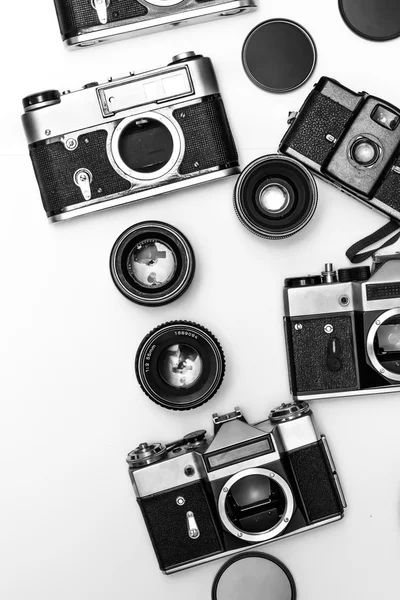 Interesante colección de cámaras fotográficas — Foto de Stock