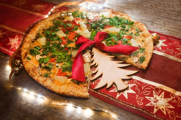 Pizza en Navidad — Foto de Stock