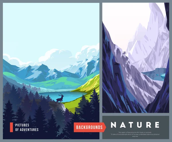 Conjunto de paisajes naturales — Vector de stock