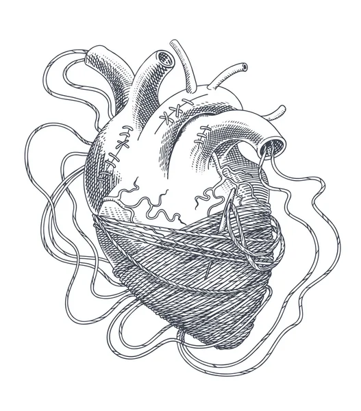 Ilustração estilizada do coração emaranhado — Vetor de Stock