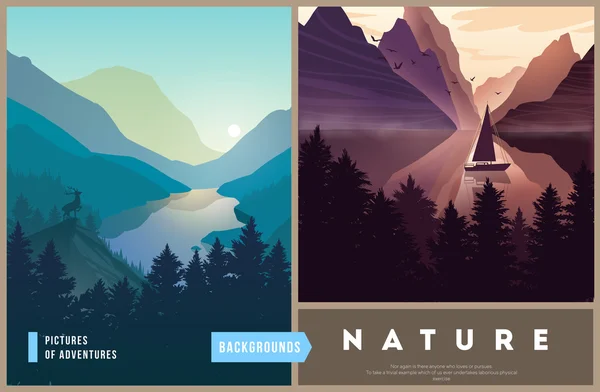 Set of nature landscape backgrounds — Stock Illustration Set of nature landscape backgrounds Royalty Free Stock Illustrations