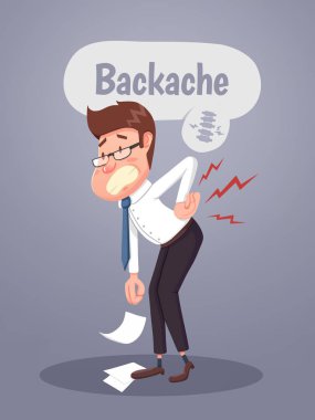 Sırt ağrısı muzdarip karikatür işadamı