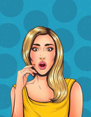 Pop Art Vintage reklam afişi. Karışık güzel kız