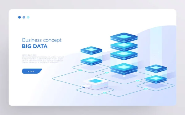 Kaydır, kahraman sayfası ya da dijital teknoloji afişi. Büyük veri işi konsepti. İzometrik illüstrasyon — Stok Vektör