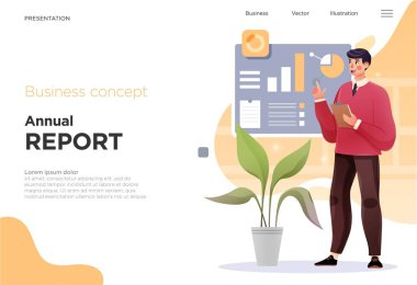 Web siteleri ya da uygulamalar için sunum slayt şablonları ya da iniş sayfaları. İş konsepti çizimleri. Modern düz stil