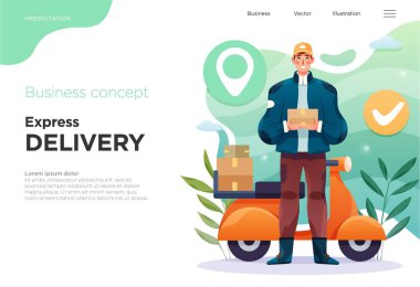 Web siteleri ya da uygulamalar için sunum slayt şablonları ya da iniş sayfaları. İş konsepti çizimleri. Modern düz stil. Vektör