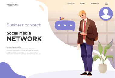 Web siteleri ya da uygulamalar için sunum slayt şablonları ya da iniş sayfaları. İş konsepti çizimleri. Modern düz stil. Vektör