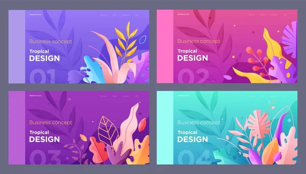 Banner, site, poster floral template, landing page with place for your text. Leaves vector background. — 图库矢量图片