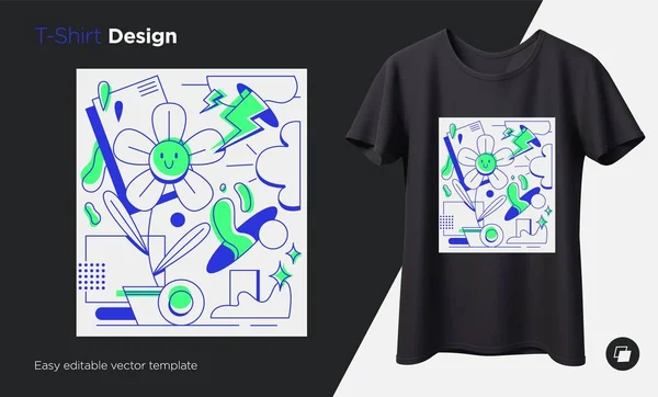 Abstract modern illustration. Prints on T-shirts, sweatshirts, cases for mobile phones, souvenirs. Isolated vector illustration on black background. — Stock vektor