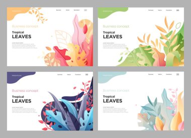 Banner, site, poster floral template, landing page with place for your text. Leaves vector background.