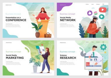 Web sitesi şablon tasarımları. Web sitesi veya iniş sayfası ve mobil web sitesi geliştirme için web sayfası tasarımının vektör illüstrasyon kavramları. vektör illüstrasyonu