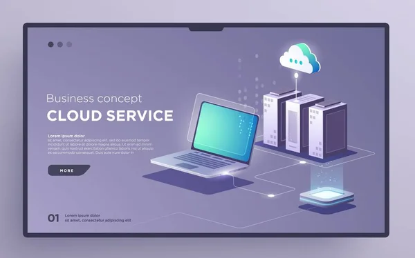 Slide Hero Page Digital Technology Banner Cloud Service Business Concept — Stok Vektör