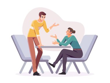 Ofisteki iş yerinde düz stil iş adamı karakterleri. Gelişigüzel iş konsepti çizimi