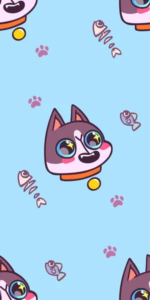 Padrão Gato Sem Costura Desenhos Animados Animais Fundo Ideal Para —  Vetores de Stock