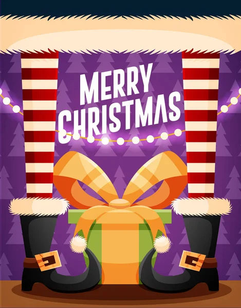 Modelo Design Cartão Natal Com Papai Noel Presentes Ilustração Vetorial — Vetor de Stock