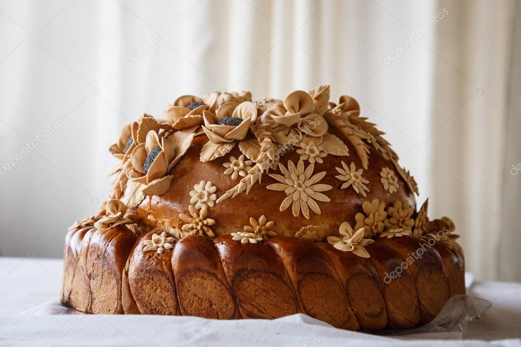 wedding round loaf with decoration