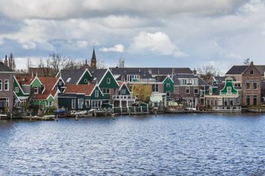 Tipik evleri Zaanse Schans'a Hollanda, Hollanda