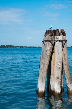 Büyük Kanal üzerinde ahşap şamandıralar