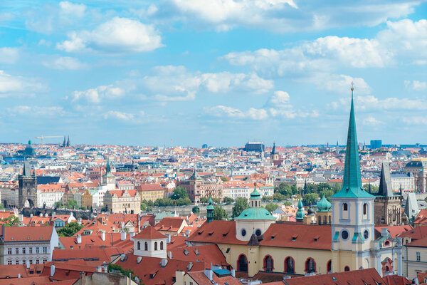 The aerial view of Prague City Czech Republic