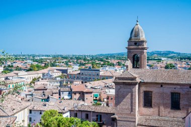 Santarcangelo view of the dome of the old church italy Rimini Italy clipart