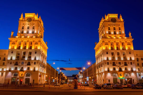 Gates of Minsk - the old tower at the Central railway station, Belarus — Stock Photo, Image