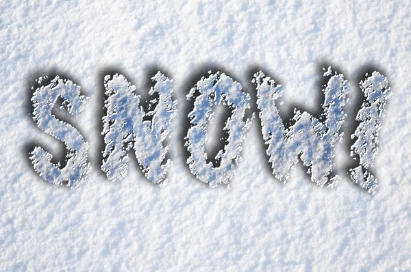 Inscrição os dedos na neve branca - neve — Fotografia de Stock