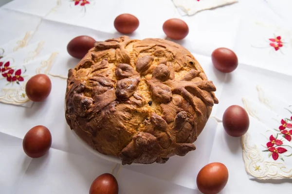 Christian Easter cake and red eggs