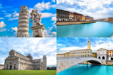 Pisa. İtalya. Pisa ünlü yerler kolaj.